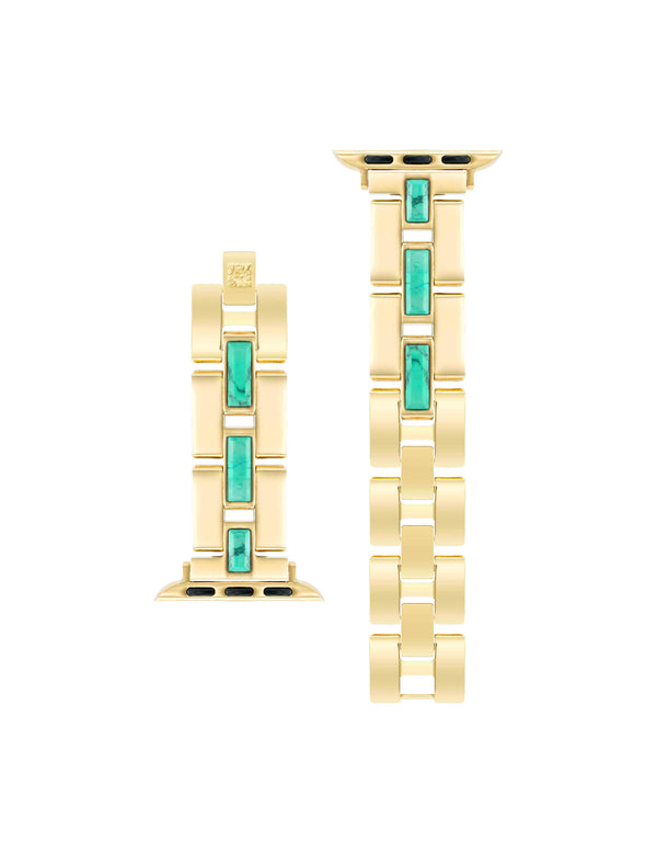 Anne Klein Gemstone Accented Bracelet Band For Apple Watch® Turquoise/Gold-Tone