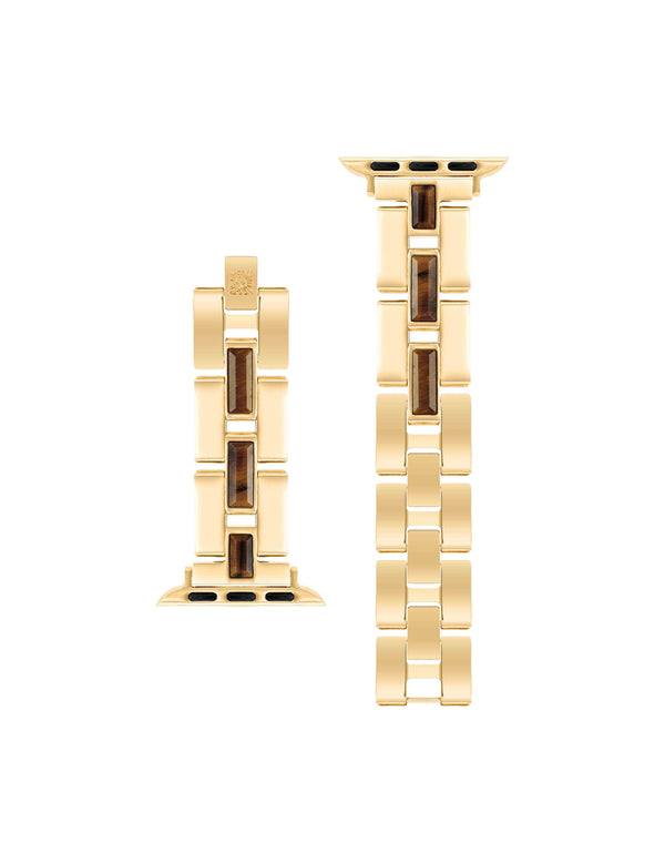 Anne Klein Gemstone Accented Bracelet Band For Apple Watch® Tiger's Eye/Gold-Tone