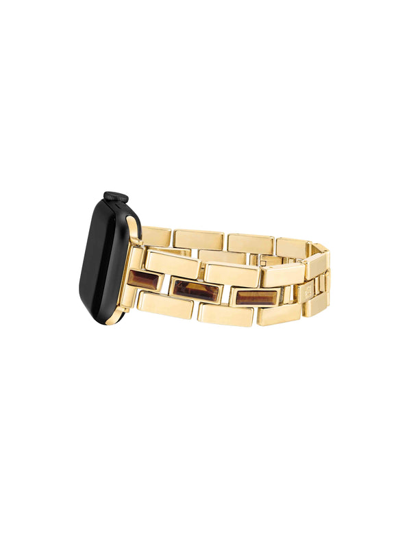 Anne Klein Gemstone Accented Bracelet Band For Apple Watch® Tiger's Eye/Gold-Tone