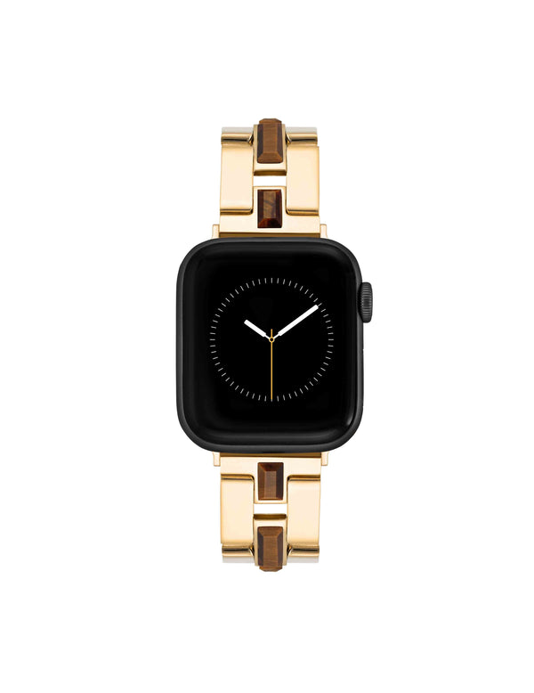 anne klein Gemstone Accented Bracelet Band for Apple Watch® Tiger's Eye/Gold-Tone