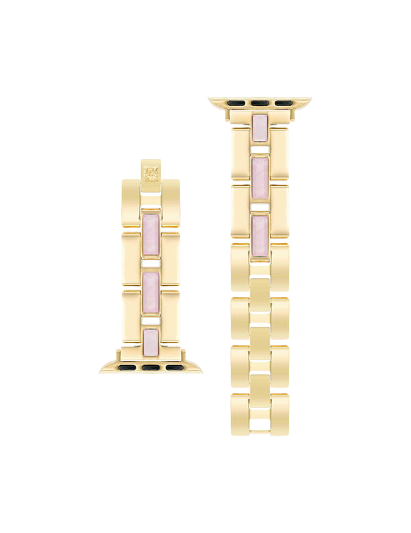 Anne Klein Gemstone Accented Bracelet Band For Apple Watch® Rose Quartz/Gold-Tone