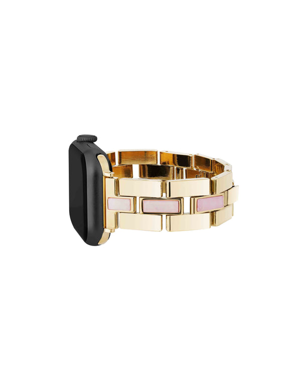 Anne Klein Gemstone Accented Bracelet Band For Apple Watch® Rose Quartz/Gold-Tone