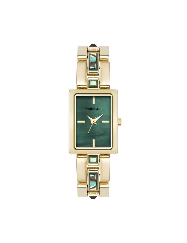 anne klein Gemstone Accented Bracelet Watch Abalone/Gold-Tone