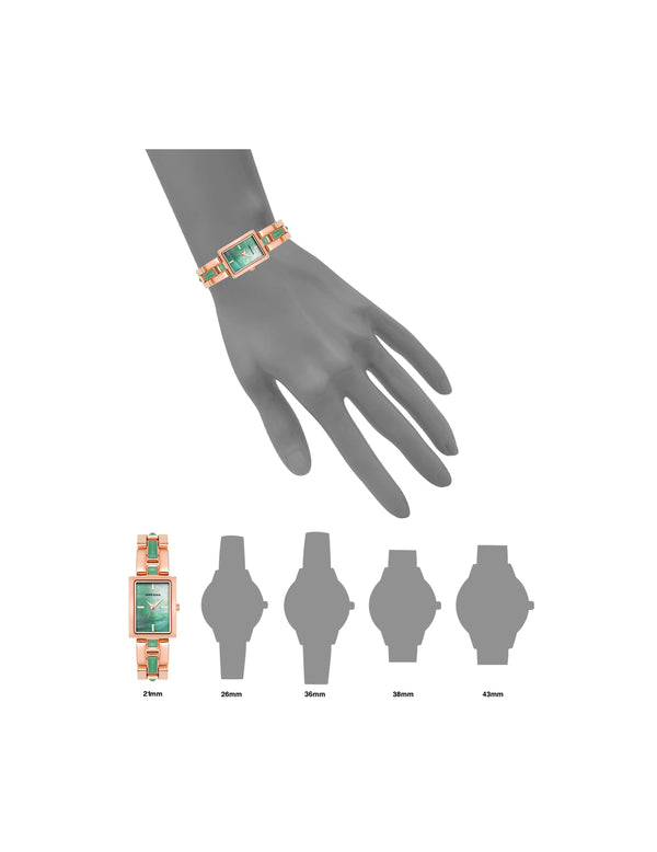 Anne Klein Gemstone Accented Bracelet Watch Aventurine/Rose Gold