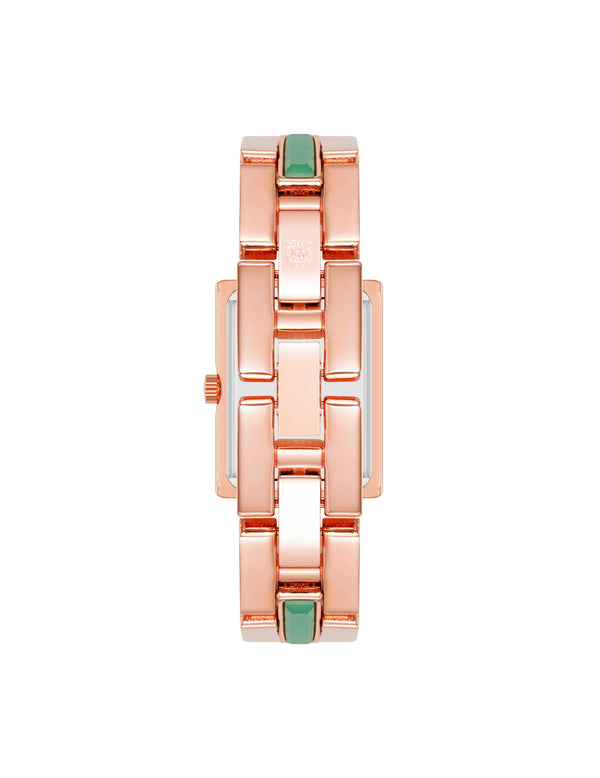 Anne Klein Gemstone Accented Bracelet Watch Aventurine/Rose Gold