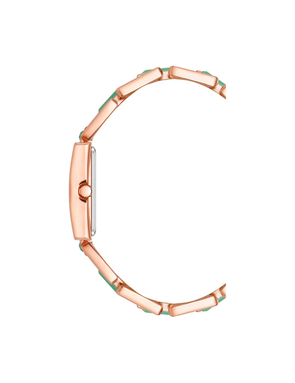 Anne Klein Gemstone Accented Bracelet Watch Aventurine/Rose Gold