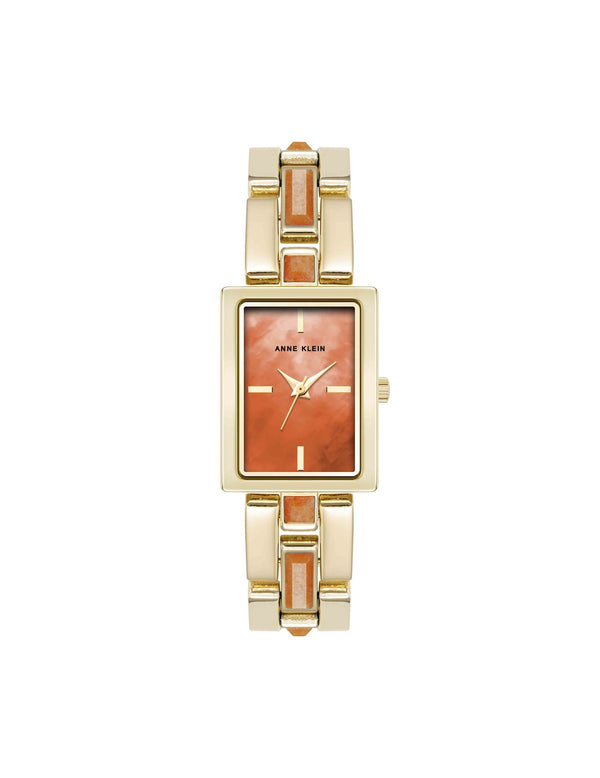 anne klein Gemstone Accented Bracelet Watch Red Aventurine/Gold-Tone