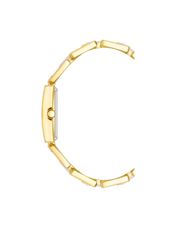 Anne Klein Gemstone Accented Bracelet Watch Rose Quartz/Gold