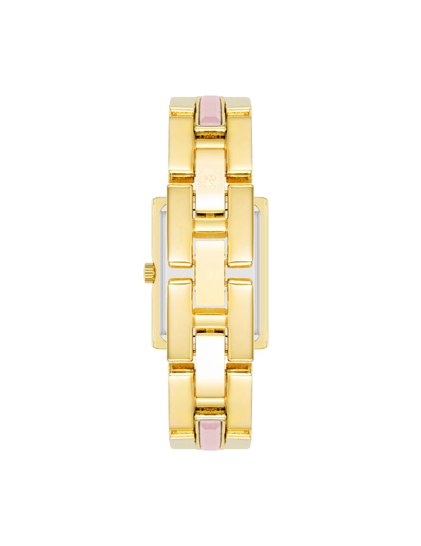 Anne Klein Gemstone Accented Bracelet Watch Rose Quartz/Gold