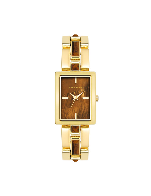 Anne Klein Gemstone Accented Bracelet Watch Tiger's Eye/Gold