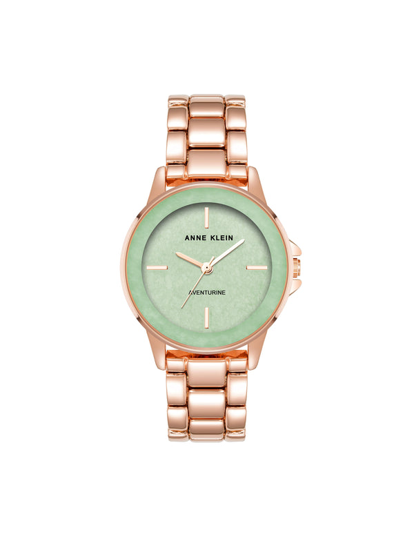 anne klein Gemstone Dial Bracelet Watch Aventurine/Rose Gold