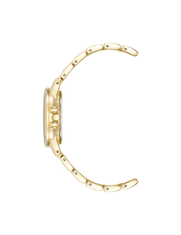 Anne Klein Gemstone Dial Bracelet Watch Red Aventurine/Gold-Tone