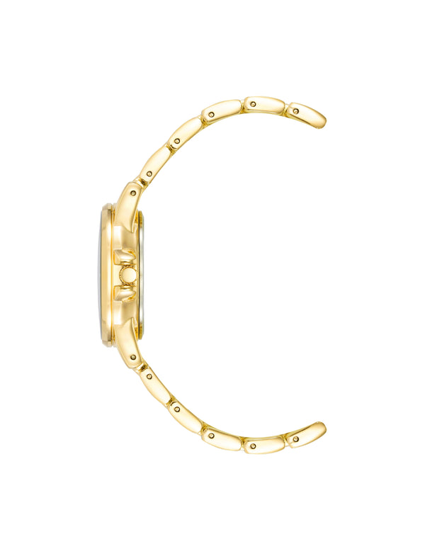 Anne Klein Gemstone Dial Bracelet Watch Rose Quartz/Gold