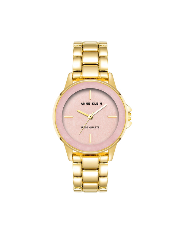 anne klein Gemstone Dial Bracelet Watch Rose quartz/Gold