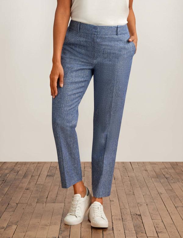 anne klein Grace Straight Ankle Pant Shore Blue/Bright Whit