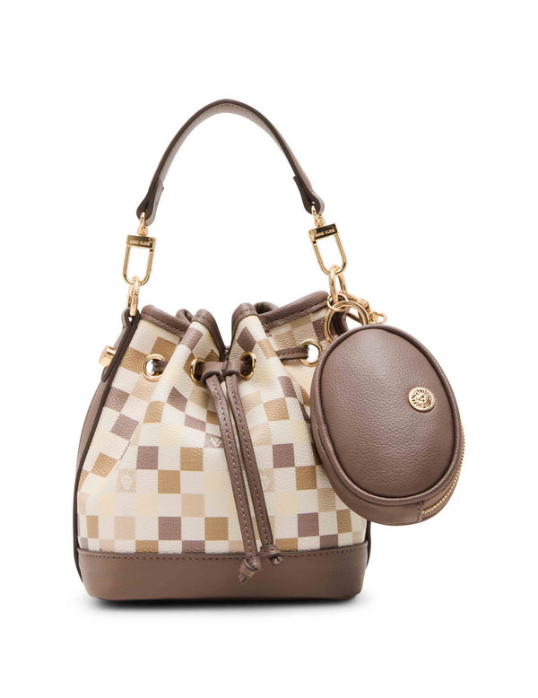anne klein Graphic Tile Lion Logo Small Bucket with Crossbody Strap