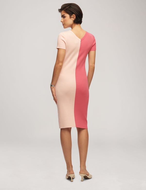 Anne Klein Half/Half Rib Sweater Dress- Sale Camellia/Cherry Blossom