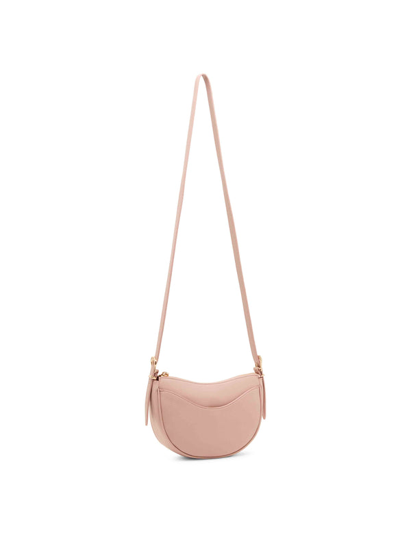Anne Klein Half Moon Sculpted Buckle Crossbody With Adjustable Strap Rosewater W/ Gold Hardware