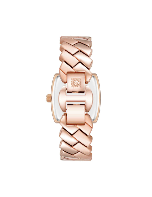 Anne Klein Herringbone Bracelet Watch Rose Gold-Tone