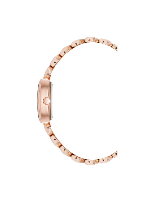 Anne Klein Herringbone Bracelet Watch Rose Gold-Tone