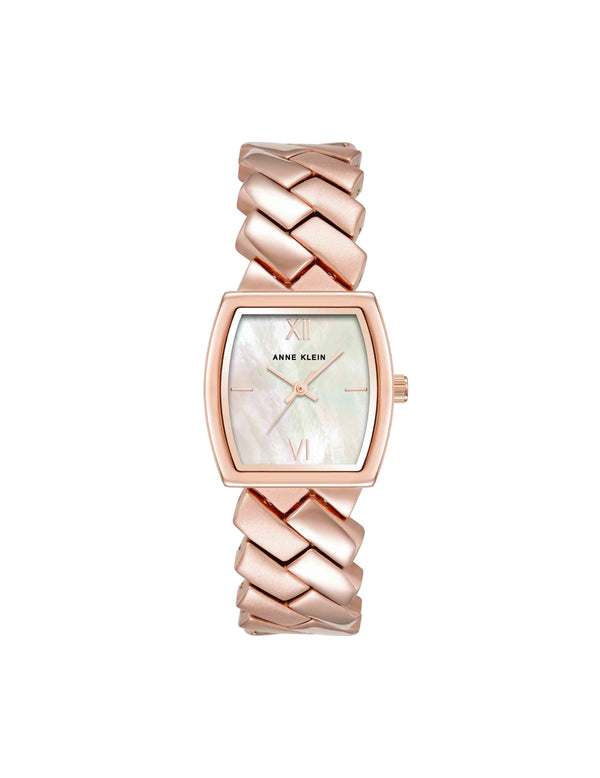 anne klein Herringbone Bracelet Watch Rose Gold-Tone