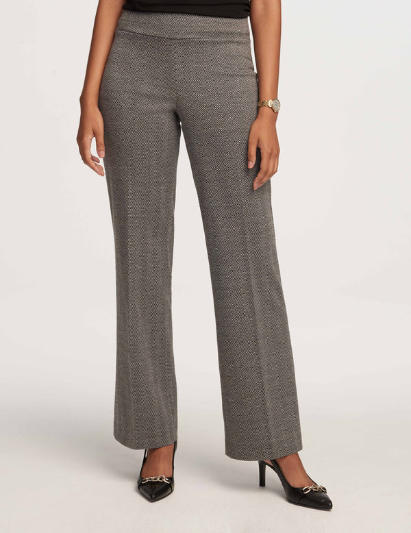 anne klein Herringbone Pull On Wide Leg Pants- Sale Anne Black/White