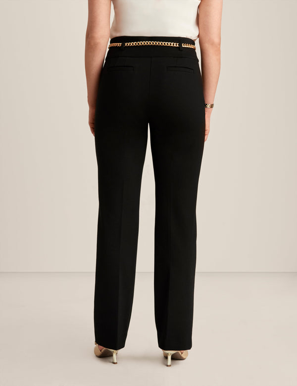 Anne Klein High Rise Pull On Chain Belt Trouser Anne Black