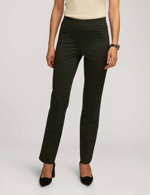 Anne Klein Houndstooth Printed Compression High Rise Pull On Bootleg- Sale Anne Black Multi