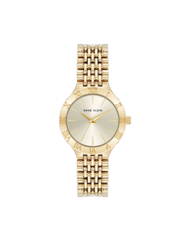 Anne Klein Iconic Round Roman Numeral Bezel Watch Two-Tone