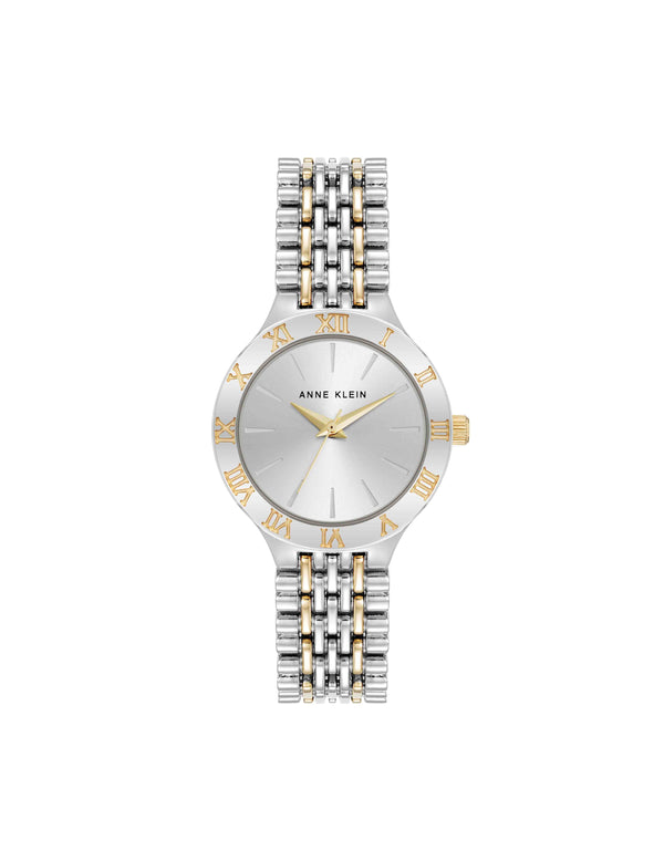 anne klein Iconic Round Roman Numeral Bezel Watch Two-Tone