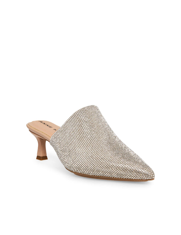 Anne Klein Impress Crystal Kitten Mule Clear Crystals