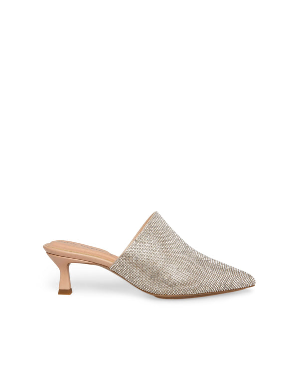 Anne Klein Impress Crystal Kitten Mule Clear Crystals