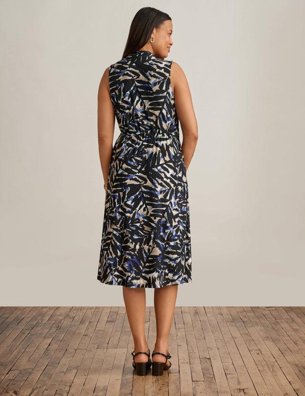 Anne Klein Jenna Drawstring Dress Blu Jay/Anne Blk Mlt