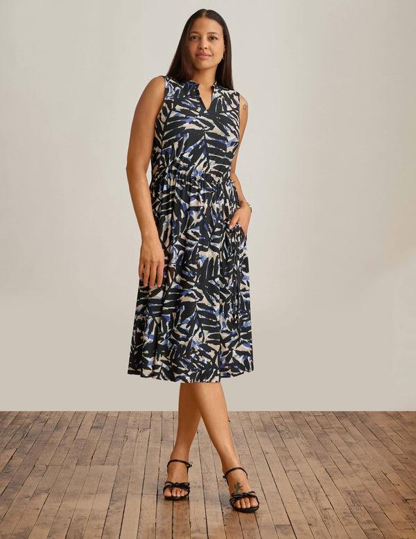 anne klein Jenna Drawstring Dress Blu Jay/Anne Blk Mlt