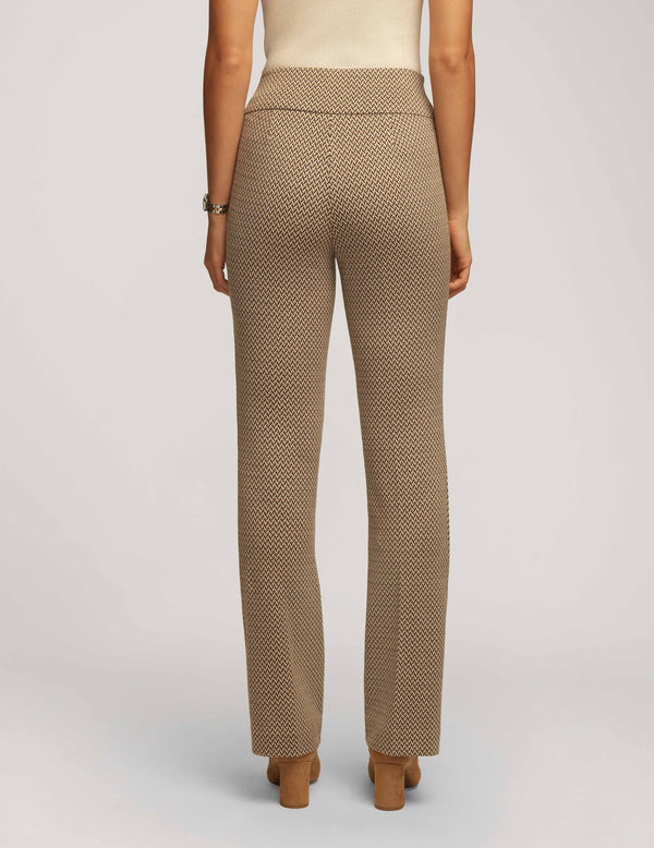 Anne Klein Knit Chevron High Rise Pull On Boot Leg Pant- Sale Latte Multi
