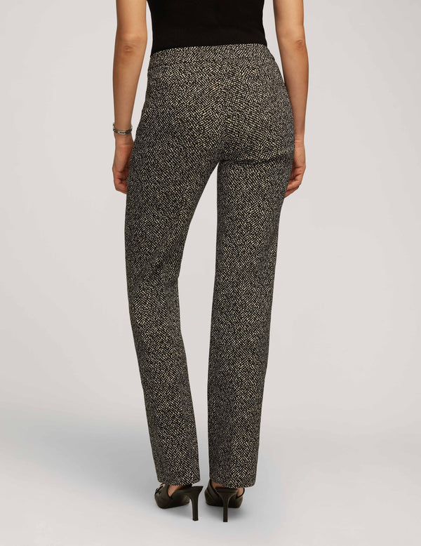 Anne Klein Knit Jacquard Fly Front Flare Leg Pant- Sale Anne Black/ Anne White