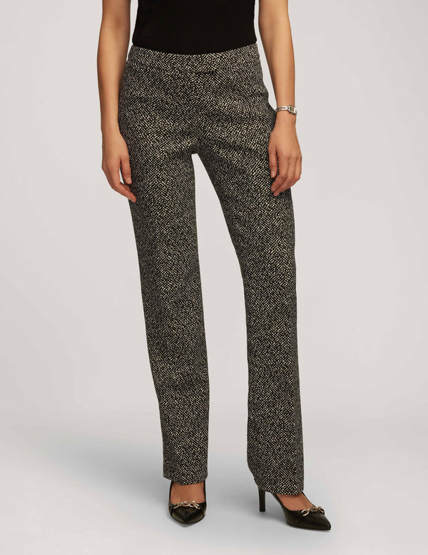 Anne Klein Knit Jacquard Fly Front Flare Leg Pant- Sale Anne Black/ Anne White