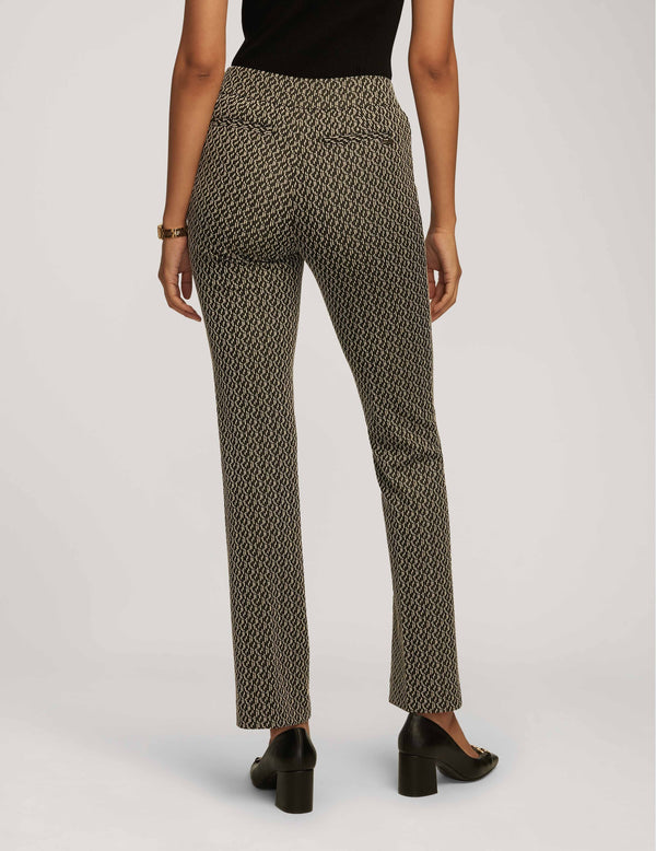 Anne Klein Knit Jacquard Pull On Waistband Bootleg Pant- Sale Anne Black/ Anne White