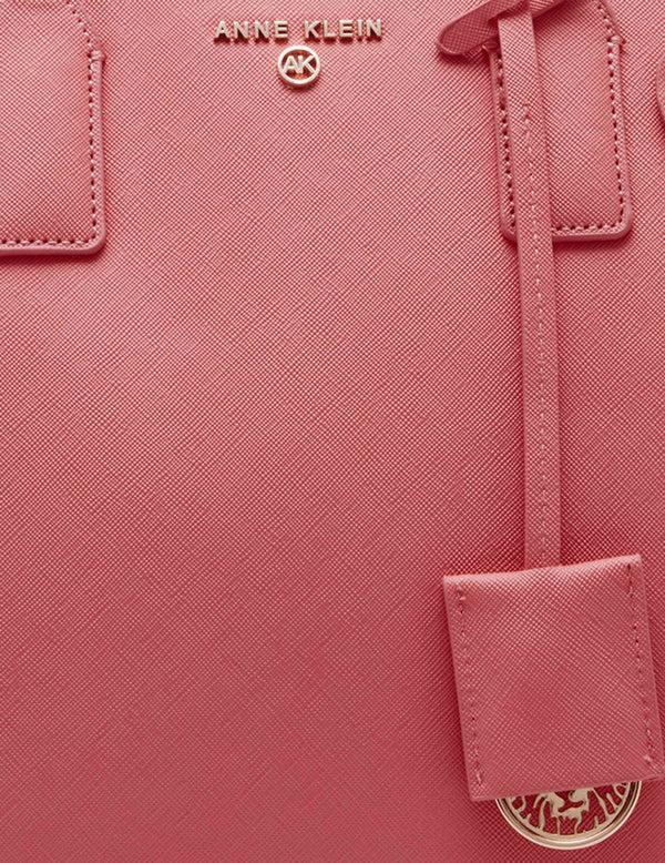 Anne Klein Large Structured Tote With Luggage Tag Ocean Coral