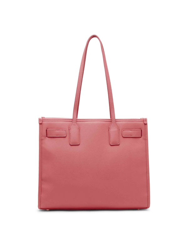 Anne Klein Large Structured Tote With Luggage Tag Ocean Coral