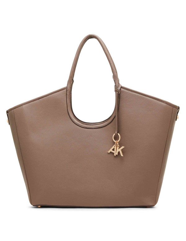 Anne Klein Large Tote With Graphic Tile Lion Logo Pouch Mink/Neutral Multi