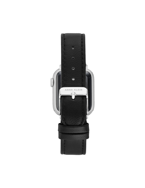 Anne Klein Leather Band For Apple Watch® Black/Silver