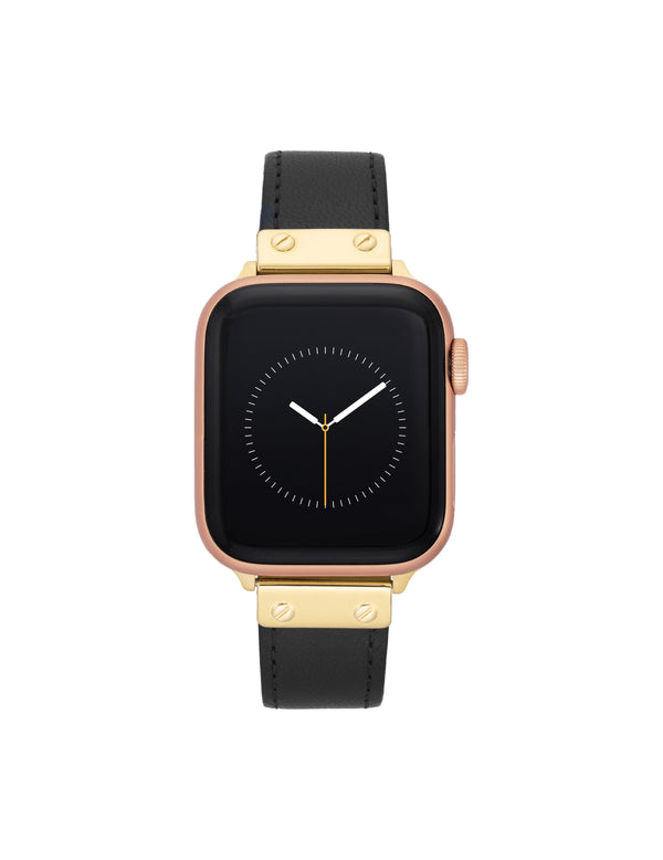 Anne Klein Leather Band For Apple Watch® Black/Silver