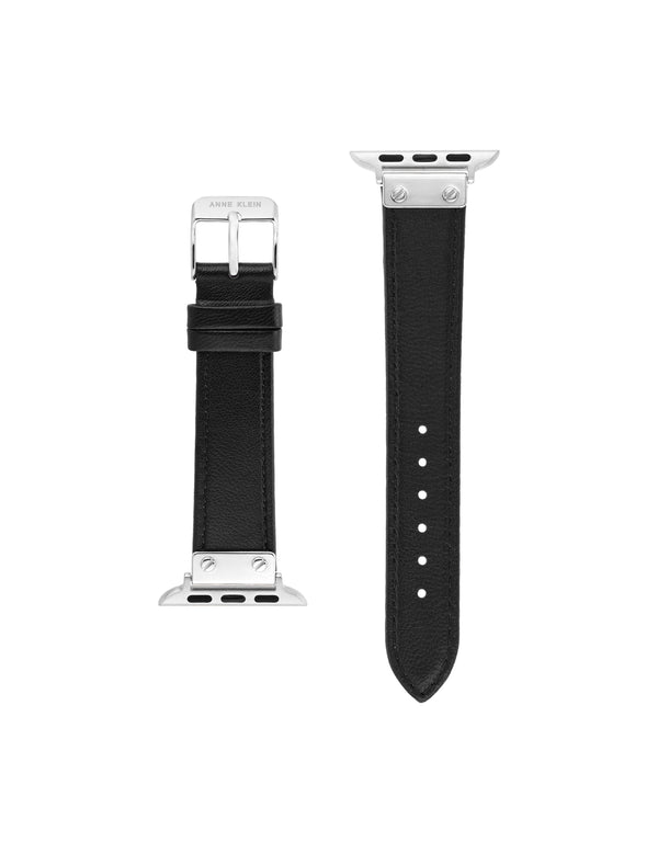 Anne Klein Leather Band For Apple Watch® Black/Silver
