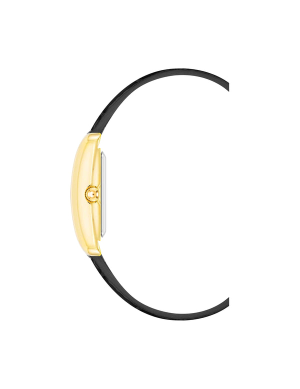 Anne Klein Legacy Calfskin Leather Strap Watch Black/ Gold-Tone