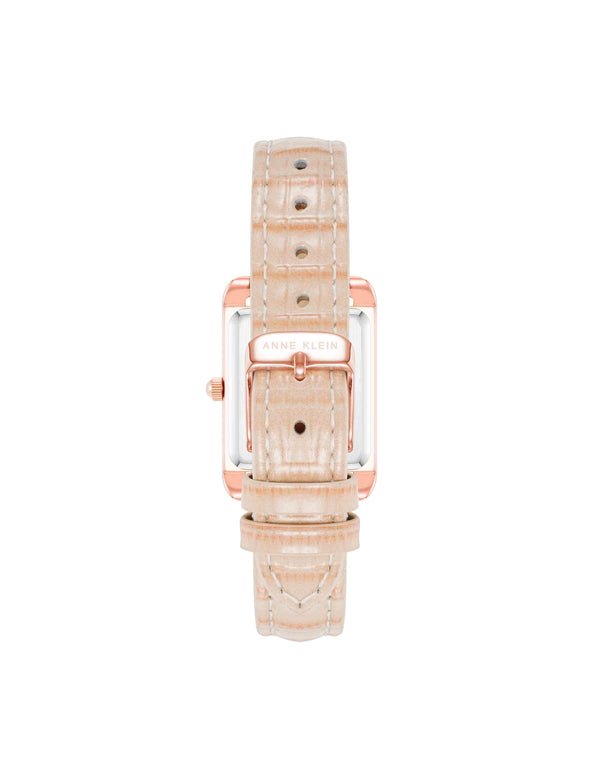 Anne Klein Legacy Calfskin Leather Strap Watch Pink/ Rose Gold-Tone