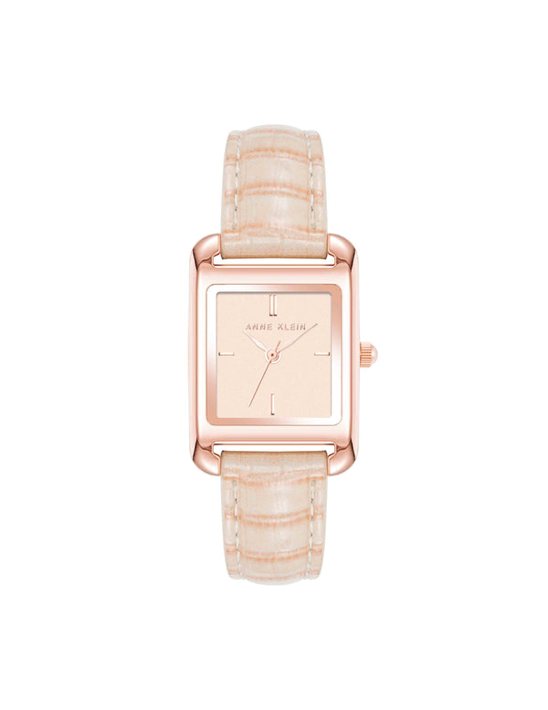 anne klein Legacy Calfskin Leather Strap Watch Pink/ Rose Gold-Tone
