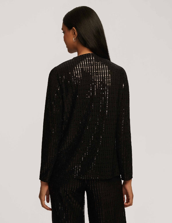 Anne Klein Linear Shine Short Jacket- Sale Anne Black