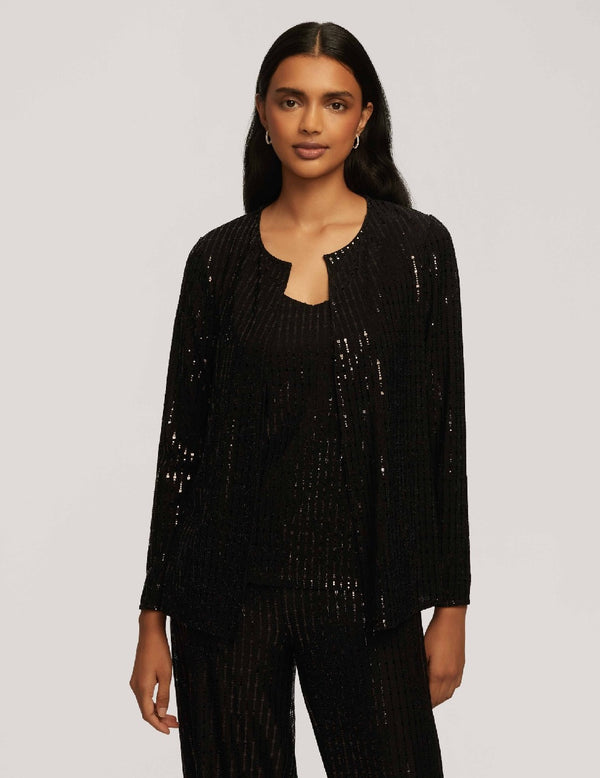 Anne Klein Linear Shine Short Jacket- Sale Anne Black
