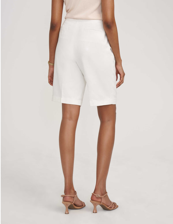 Anne Klein Lined Fly Front Pleat Bermuda- Sale Bright White